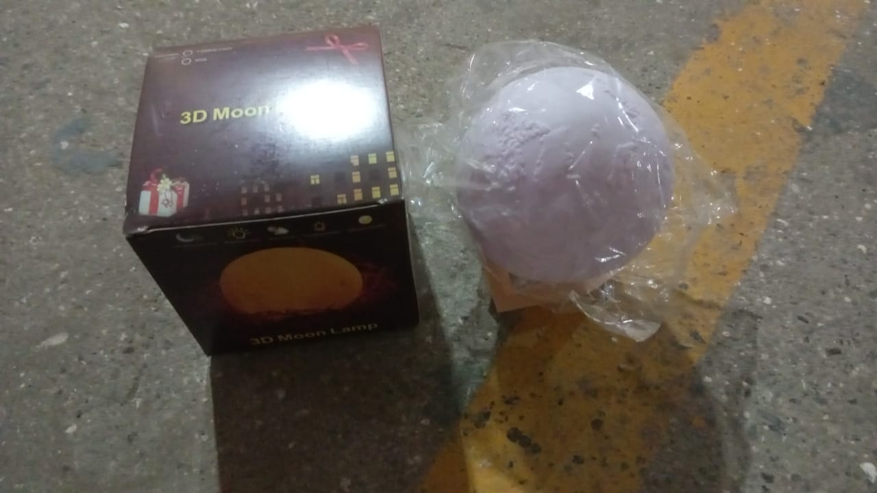 3D Moon Night Lamp with Stand (Color Box /  White & Yellow Light / 1 Pc) 3D Moon Night Lamp with Stand (Color Box /  White & Yellow Light / 1 Pc)